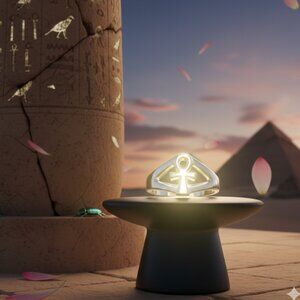 Ankh Cross Sterling Silver Ring, Sizes 7 & 8